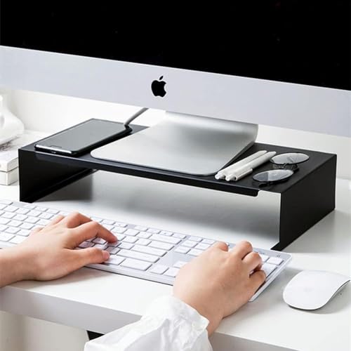 Eculcki 机上台 モニター台 パソコン台 炭素鋼 高さ8cm 耐荷重20kg 組立不要 pc卓上台 パソコンラック pcモニタースタンド デスク上置棚 おしゃれ パソコンスタンド (30cm,ホワイト) [並行輸入品]