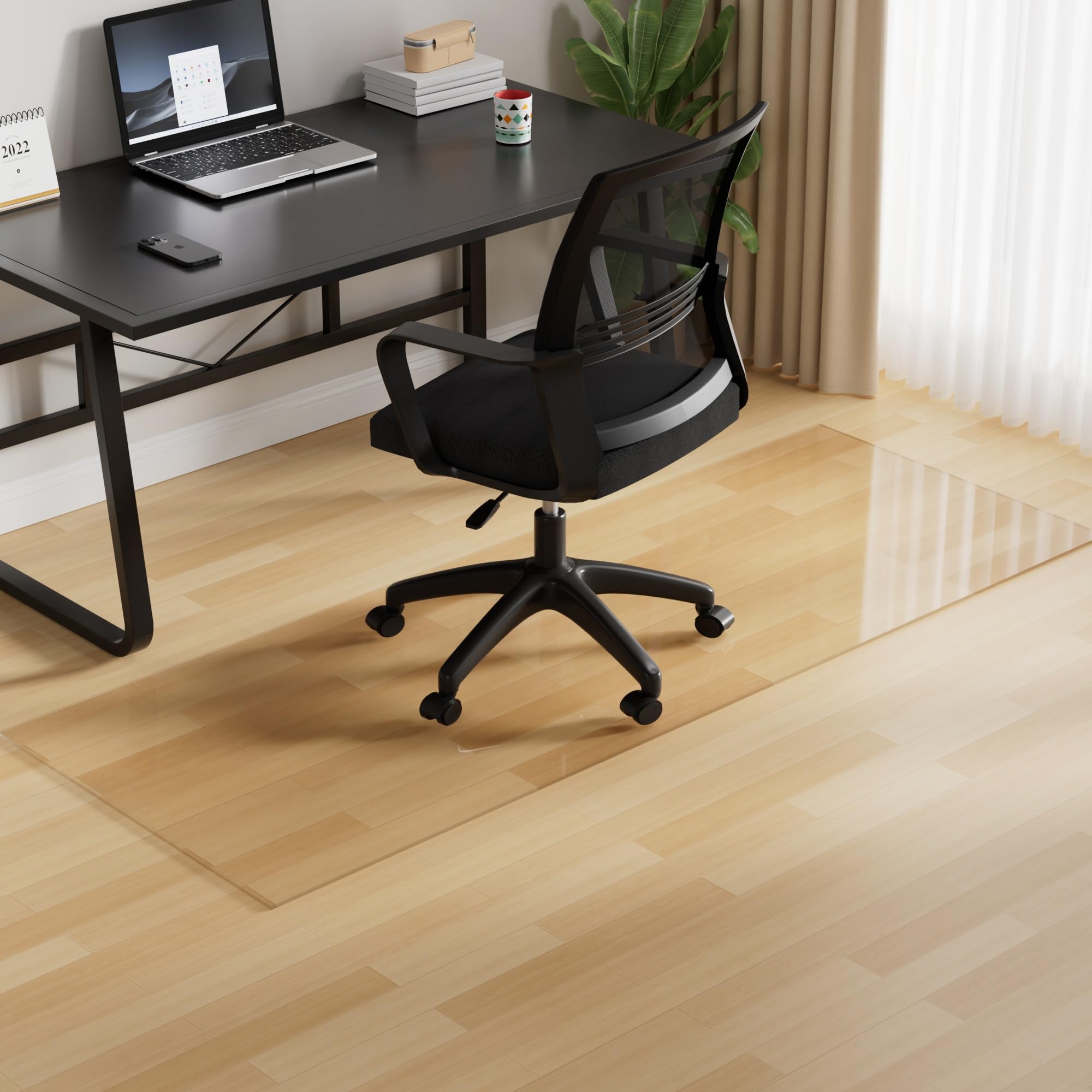 VECELO 床保護マット チェアマット 幅150X奥行き45cm 吸音 透明 防水 家具保護 凹み防止 防カビ 床傷防止マット 特大サイズ 滑り止め 床キズ防止 床暖房対応 無味無臭 お手入れ簡単 冷蔵庫マット フロアマット